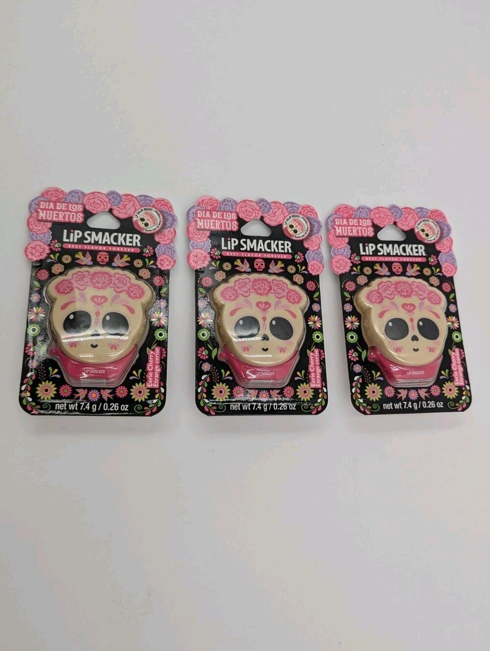 3 Pack Lip Smacker Best Flavor Forever Dia De Los Muertos Eerie Cherry 0.26oz